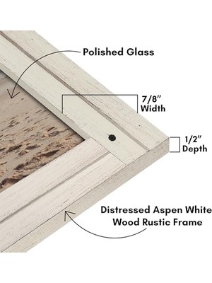 Defne Store 18X24 Aspen Beyaz Resim Çerçevesi - Dokulu Ahşap ve Pleksiglas ile Rustik Resim Çerçevesi - Duvar Için Yatay ve Dikey Formatlar