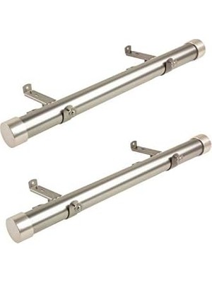 Defne Store Rod Desyne 3,8 cm Yan Perde Çubuğu, 30,48-50,8 cm (2'li Set), Nikel