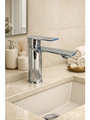Suvia Modern Krom Lavabo Bataryası Tek Kollu Banyo Musluğu Lavabo Armatürü Paslanmaz Su Tasarruflu
