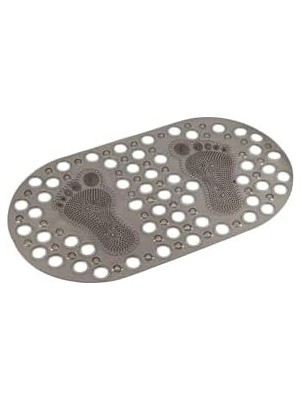 Defne Store Premium Serisi Banyo - Küvet Içi Kaydırmaz Vantuzlu Ayak Desenli Paspas 66,5 x 36,5 Cm, Siyah