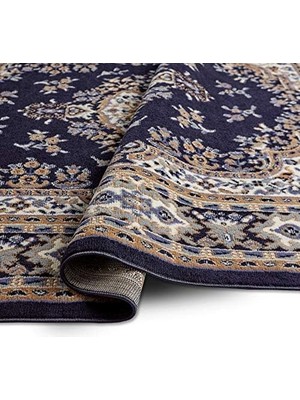 Defne Store Dynamix Premium Sakarya Geleneksel Madalyon Bordür Bölgesi Halısı, Lacivert, 4 cm x 7 cm Yolluk