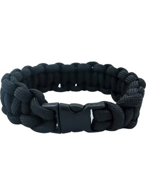 Kordak Klipsli Siyah Paracord Bileklik – Düz M2 - Hayatta Kalma Bilekliği