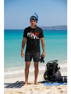 Empressco Aytok Tekstil Baskılı Erkek Kadın Unisex Bisiklet Yaka Baskılı T-Shirt Siyah Tshirt Tişört Diving Balıkadam Dalgıç - Fiyatı, Yorumları