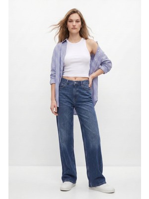 Rays Tint Kahve Yüksek Bel Düz Paça Jean 5043