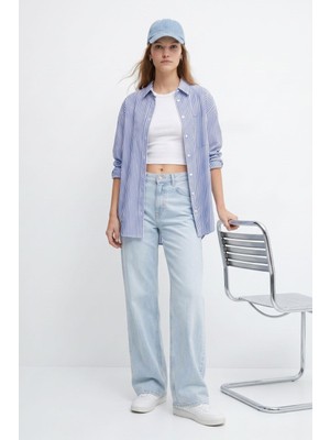 Rays Buz Yüksek Bel Düz Paça Jean 5043