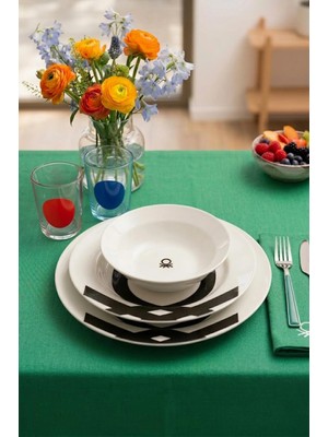 United Colors Of Benetton BE-KCT0020  Porselen Çok Renkli  Logolu 18 Parça Yemek Takımı
