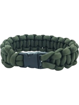 Kordak Klipsli Haki Paracord Bileklik – Düz M2 - Hayatta Kalma Bilekliği