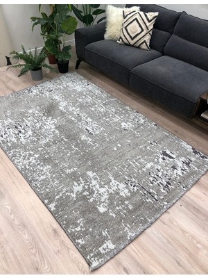 Pera Halı Gri Siyah Çift Taraflı Modern Yıkanabilir Antibakteriyel Halı - YO10407A