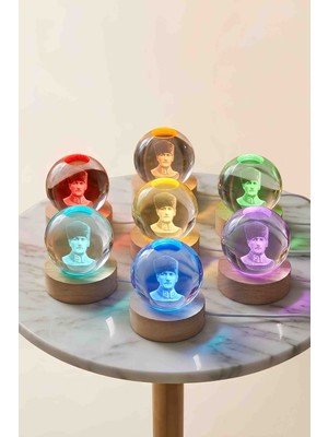 Wolawood Gazi Mustafa Kemal Atatürk Temalı 3D Kristal Cam Küre Lamba & Renk Değiştiren Rgb LED Işıklı, Ahşap Tabanlı Premium Dekoratif Gece Lambası Kar Küresi Masaüstü Ev Ofis Hediyelik Koleksiyonluk Obje