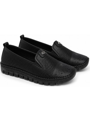 Patron Shoes Hakiki Deri Ortopedik Taban Günlük Kadın Ayakkabı Rahat Kaymaz Tabanlı Casual Ayakkabı