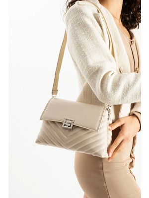 Wikidays.s Moda Trendi Kadın Kapitone Omuz Çantası - Geometrik Kilitli ve Kapaklı Çapraz Çanta