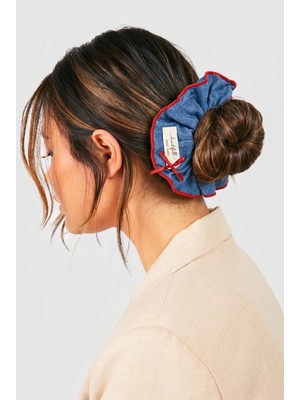 Katia & Bony Açık Mavi Denim Görünümlü Fırfırlı Scrunchie Saç Tokası