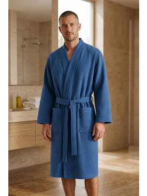 Coton Delux Erkek %100 Pamuk Pike Bornoz | Spa ve Banyo Bornozu | Hafif & Yüksek Emicilik