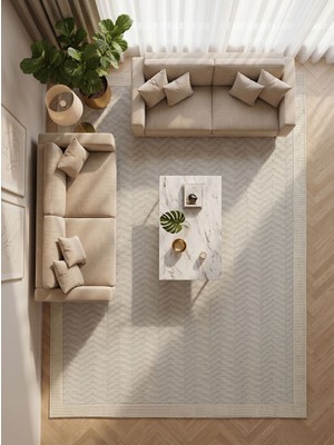 Kreasyon Halı The Bordure TB003 Krem Uzun Ömürlü Yumuşak Dokulu Oturma Odası Mutfak Koridor Yatak Odası Salon Halısı Yolluk Halı