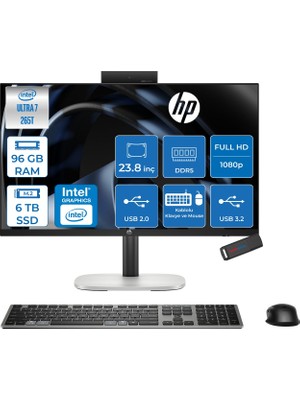 Hp Prostudio 4 G1I Intel Core Ultra 7 265T 5ghz 96GB Ddr5 6tb SSD Intel Aı Boost Windows 11 Home 23.8" Fhd (1920 x 1080) IPS %99 Srgb All In One Bilgisayar WBY6U9ETH47 + Zetta Flash Bellek