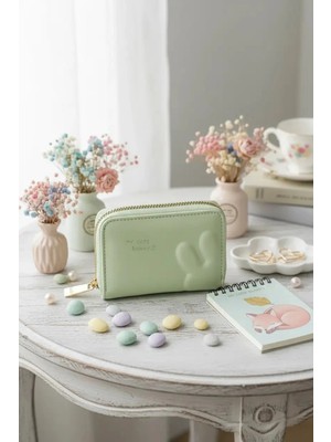 Miniso Lisanslı Tavşan Kulaklı Fermuarlı Bozuk Para Cüzdanı – Yeşil Mini Boy