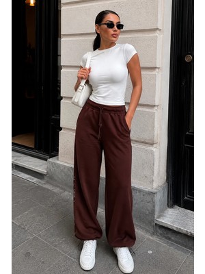 Madmext Acı Kahve Stoperli Barrel Fit Kadın Eşofman Altı MG2840