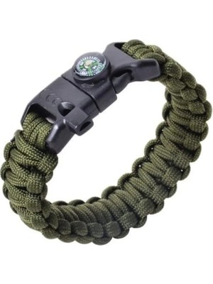Kordak Pusulalı Haki Paracord Bileklik M3 - Hayatta Kalma Bilekliği