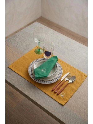 United Colors Of Benetton BE-28461-YE   Sarı Amerikan Servis Düz 4 Lü 33,50 cm