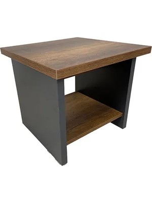 Vivense Goldsit Standart Sehpa, Barok Antrasit, 50X50 cm