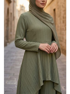 Zerogaprise Kadın Tesettür Asimetrik Tunik Pantolon Takım