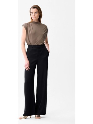 adL  Rayon Cepli Bol Paça Pantolon Siyah 15344739003