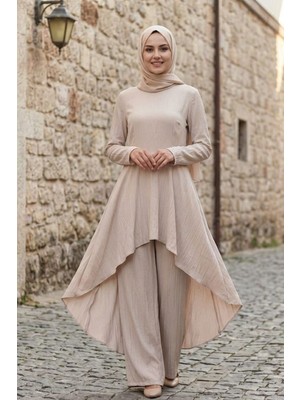 Zerogaprise Kadın Tesettür Asimetrik Tunik Pantolon Takım