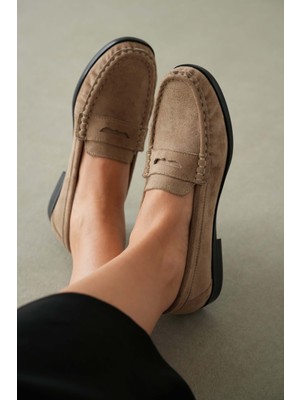 Selin Shoes Vento Düz Taban Klasik Kadın Ayakkabı- Vizon Süet