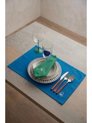 United Colors Of Benetton BE-28461-BL   Mavi Amerikan Servis Düz 4 Lü 33,50 cm