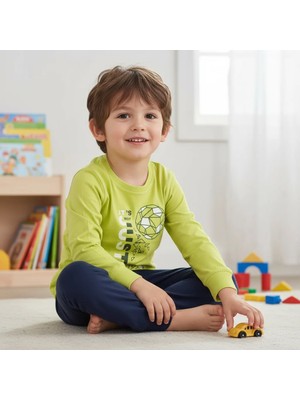 Bonbon Çocuk Yeşil Renk Önü Kabartma Baskılı 2'li Takım CB1025