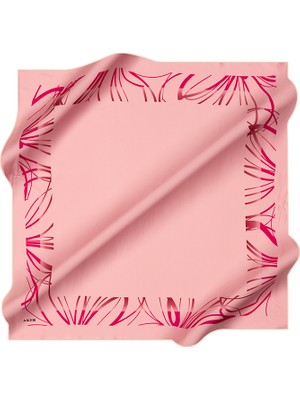 Aker Pembe 90X90 Ipek Krep Saten Eşarp