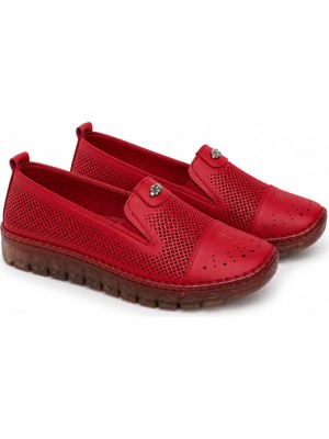 Patron Shoes Hakiki Deri Ortopedik Taban Günlük Kadın Ayakkabı Rahat Kaymaz Tabanlı Casual Ayakkabı