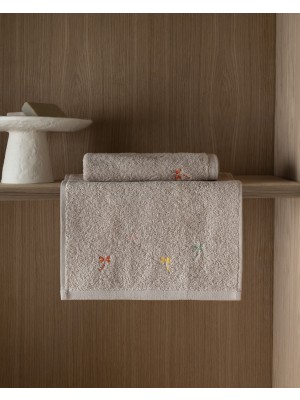 Madame Coco Branor 2'li Kroşeli %100 Pamuk El Havlusu - Bej - 30X45 cm