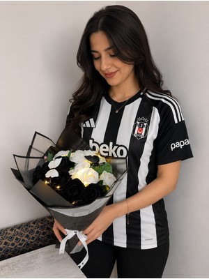 Ceku Home Tasarım Babalar Gününe Özel Beşiktaş Taraftar Işıklı Kadife Çiçek Buketi