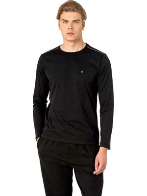Pierre Cardin 6100-1 Erkek Siyah Pijama Takım Atlet Boxer Çorap 5 Li Damat Çeyiz Seti