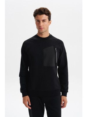 Ar-ma Erkek Bisiklet Yaka Sweatshirt Basic Baskisiz Sol Göğüs Cepli Slim Fit Scuba İnterlok K30124685402