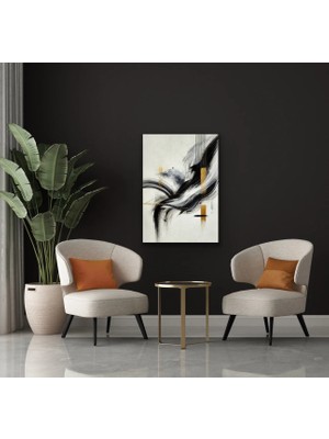 Hobibahçem Siyah Gold Soyut Kanvas Tablo 70X100CM