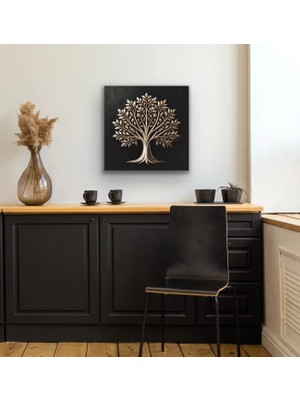 Hobibahçem Bronz Ağaç Kanvas Tablo 60X60CM