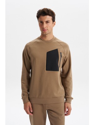 Ar-ma Erkek Bisiklet Yaka Sweatshirt Basic Baskisiz Sol Göğüs Cepli Slim Fit Scuba İnterlok K30124685402