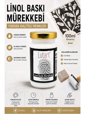 ArtMaster Beyaz Linol Mürekkebi 100 ml 1 Adet Lutart Linol Baskı Boya Mürekkebi Blok Baskı Sanat Su Bazlı Matbaa Mürekkebi Hobi