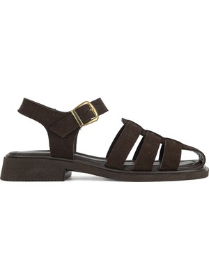 Ziya, Kadın Hakiki Deri Sandalet 1611061Z7004 Kahve