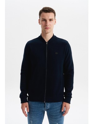 Ar-ma Erkek Tam Fermuar Sweatshirt Baskisiz Basic Fleto Cepli Dik Yaka Slim Fit Karbon Firçali Selanik K30324698302