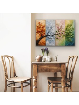 Hobibahçem 4 Mevsim Ağaç Kanvas Tablo 40X60 cm