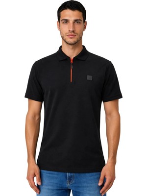Ar-ma Erkek Polo Yaka Tişört Baskisiz Basic Yaka Fermuarli Regular Fit Çift Toplama Penye Pike Y31374358502