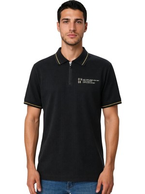 Ar-Ma Erkek Polo Yaka Tişört Baskisiz Basic Yaka Fermuarli Örme Kumaş Regular Fit %100 Pamuk 30/1 Çift Toplama Penye Pike Y31374357202