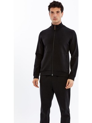 Ar-ma Erkek Tam Fermuar Sweatshirt Baskisiz Basic Fleto Fermuar Cepli Dik Yaka Slim Fit Scuba İnterlok K30324989802