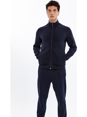 Ar-ma Erkek Tam Fermuar Sweatshirt Baskisiz Basic Fleto Fermuar Cepli Dik Yaka Slim Fit Scuba İnterlok K30324989802