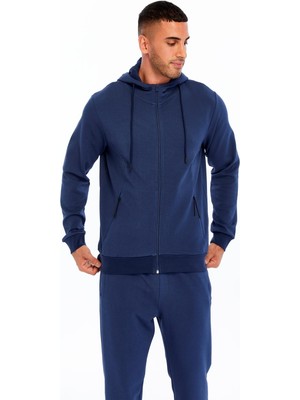Ar-ma Erkek Tam Fermuar Sweatshirt Basic Baskisiz Kapşonlu Yandan Fermuar Cepli Slim Fit Scuba İnterlok K30324989702