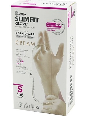 Reflex Slimfit Glove KOD-030 S Krem Pudrasız Muayene Eldiven 100LÜ