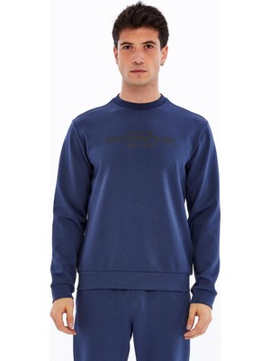 Ar-ma Erkek Bisiklet Yaka Sweatshirt Yazi Baskili Cepsiz Slim Fit Scuba İnterlok K30124685502